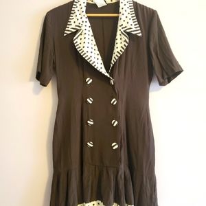 Vintage California Made olive collared dress medium